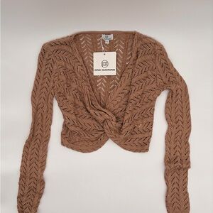 Pink Diamond Women's Brown Knit Crop Top